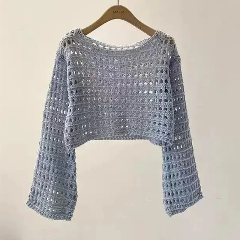 Haut de Plage en Maille Ajourée Style Boho - Crop Top Crochet