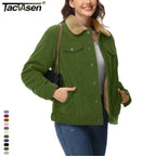 Veste Lourde en Velours Côtelé Doublée Polaire Sherpa pour Femme