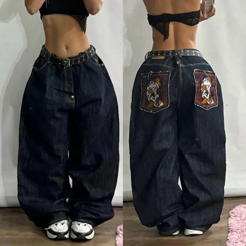 Jean Baggy Oversize Imprimé Y2K – Style Harajuku, Grunge & Hip-Hop