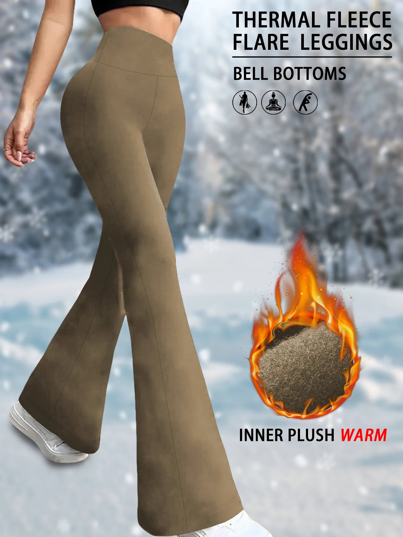Leggings Évasés Thermiques en Polaire pour Femme – Coupe Bootcut & Contrôle du Ventre