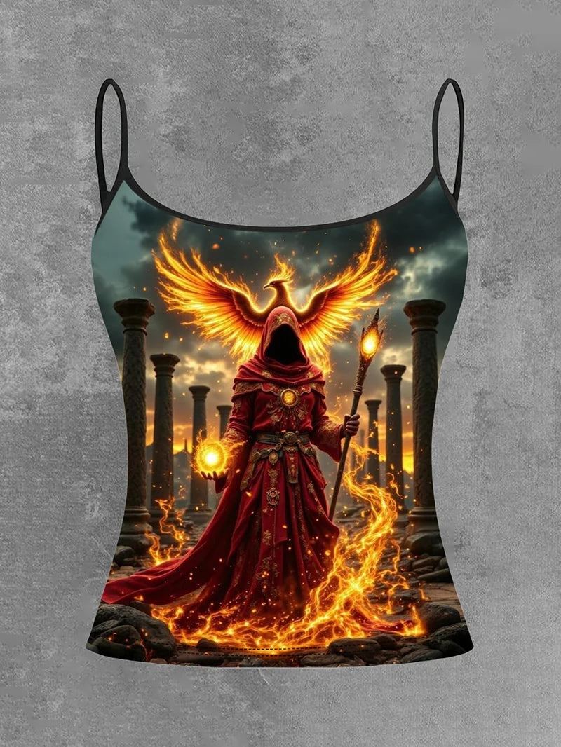 Camisole Dos Nu Imprimée Y2K - Top Sexy Épaules Dénudées