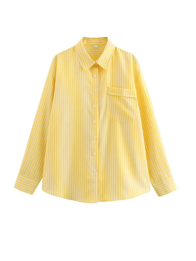 Chemise à Rayures à Manches Longues pour Femme – Style Streetwear Chic