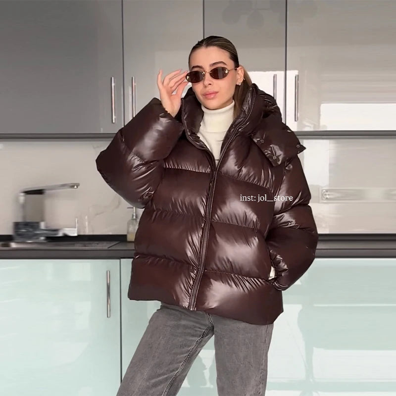 Doudoune Hiver Chocolat Oversize pour Femme - Chin.Sweety