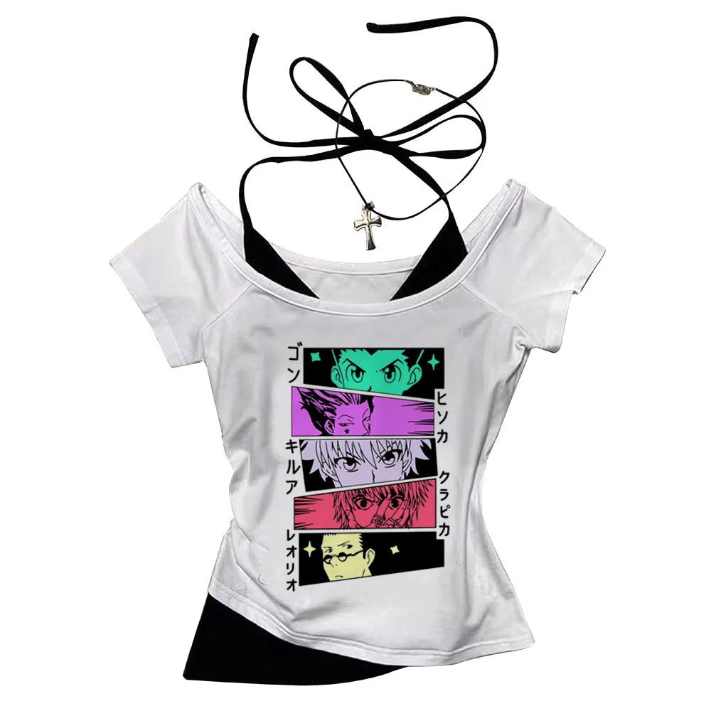 Crop Top Hunter x Hunter - T-Shirt Killua Hisoka Y2K