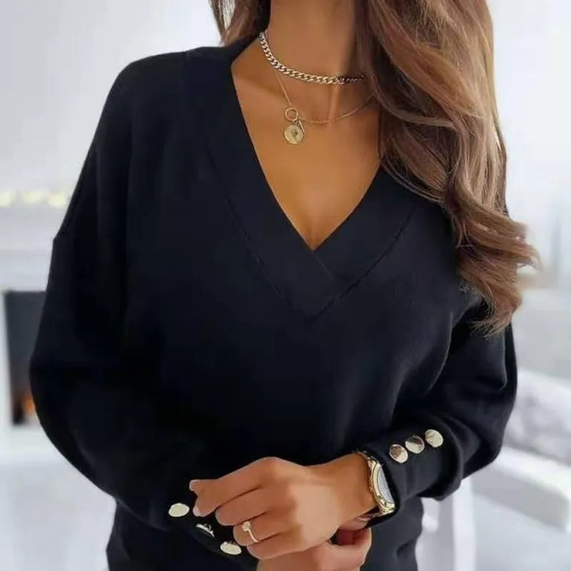 Pull Ample Col en V au Toucher Cachemire pour Femme - Magesuek
