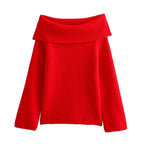 Pull Tricoté Épaules Dénudées Style Chic et Décontracté