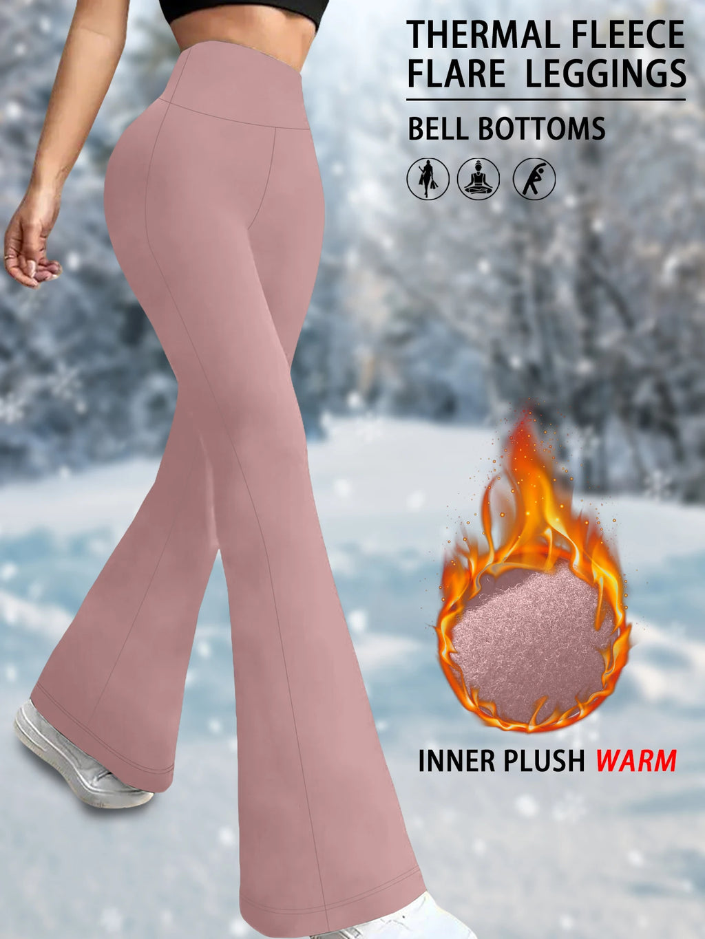 Leggings Évasés Thermiques en Polaire pour Femme – Coupe Bootcut & Contrôle du Ventre