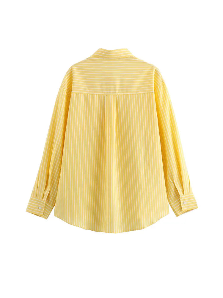 Chemise à Rayures à Manches Longues pour Femme – Style Streetwear Chic
