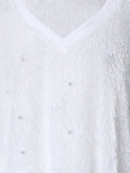 Pull Oversize Col en V en Maille Côtelée pour Femme