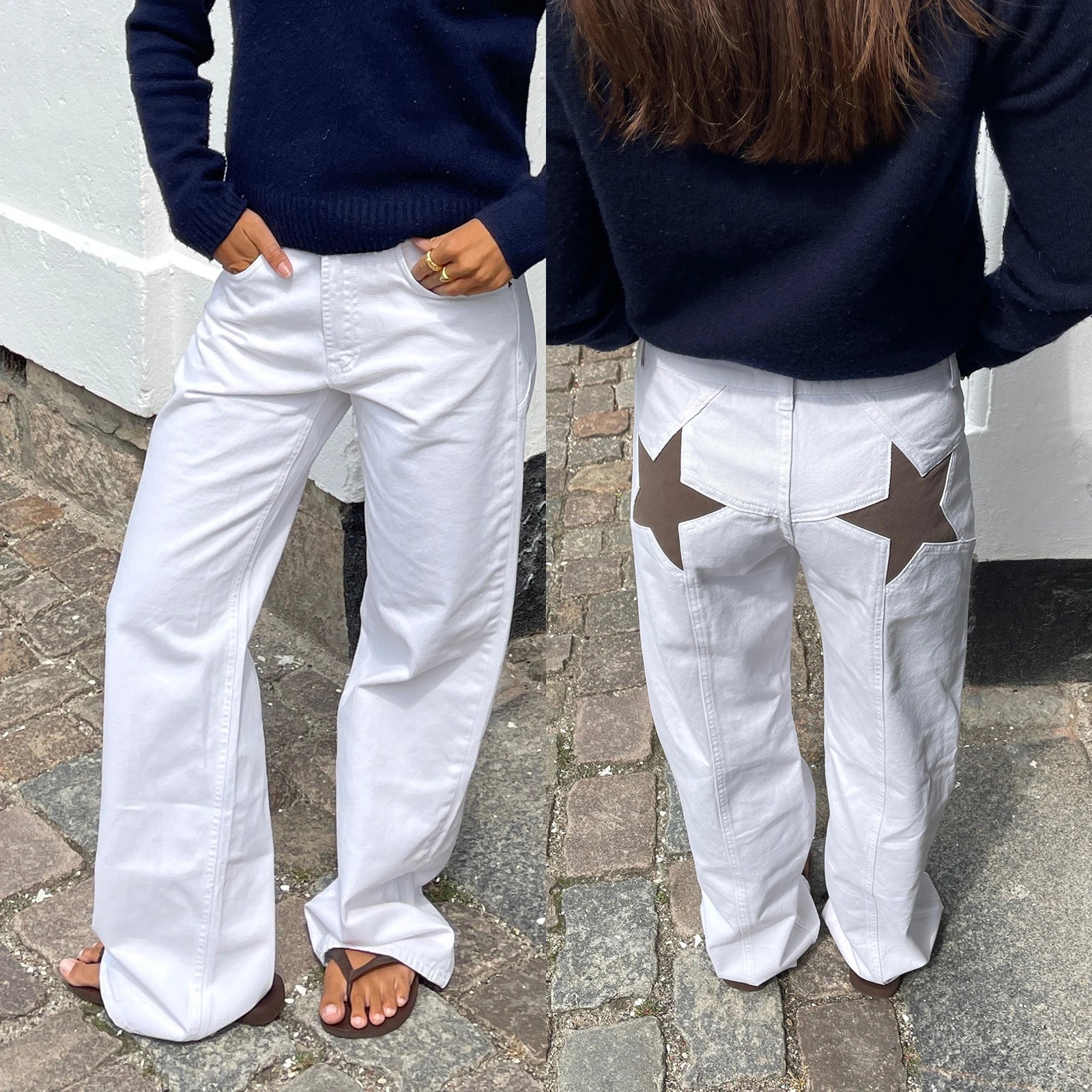 Jean Étoile Y2K Femme - Pantalon Droit & Short Combhasaki