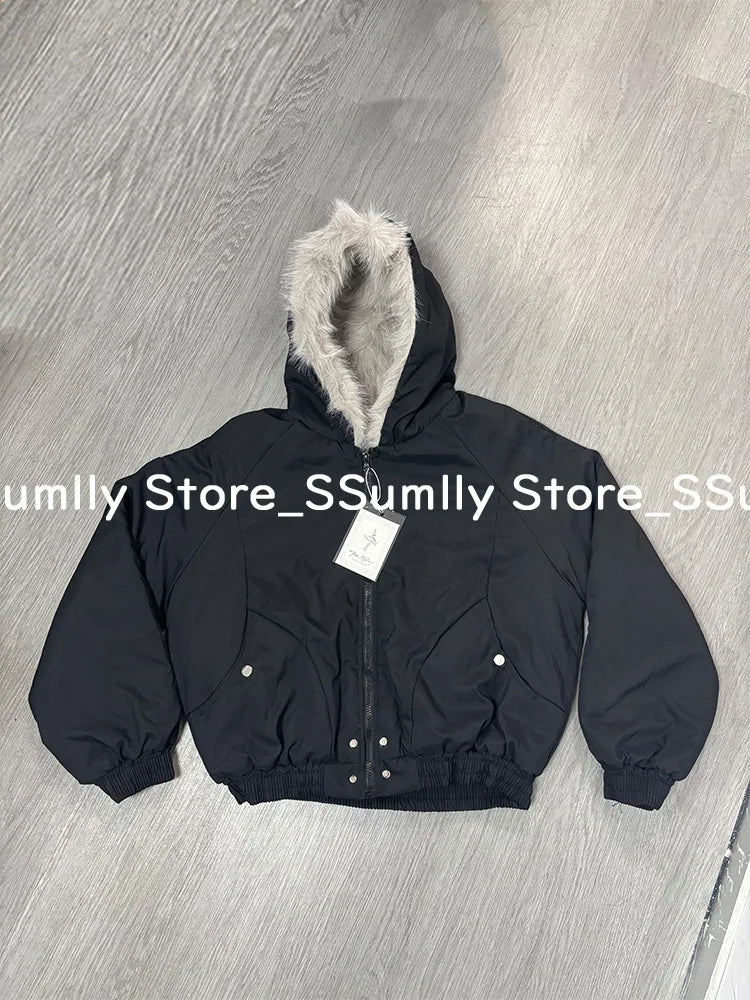 Parka Ample Style Y2K avec Capuche Fourrure pour Femme