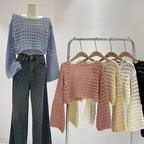 Haut de Plage en Maille Ajourée Style Boho - Crop Top Crochet