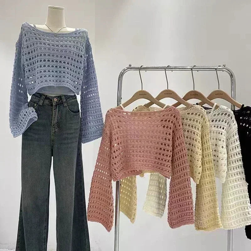 Haut de Plage en Maille Ajourée Style Boho - Crop Top Crochet