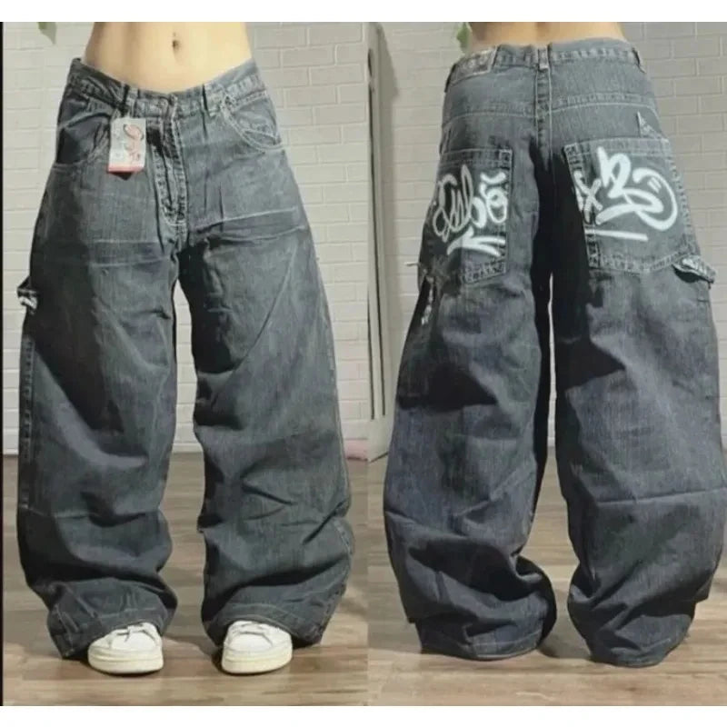Jean Baggy Oversize Imprimé Y2K – Style Harajuku, Grunge & Hip-Hop