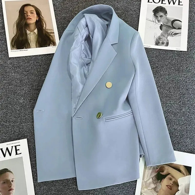 Blazer de Luxe Croisé à Double Boutonnage pour Femme