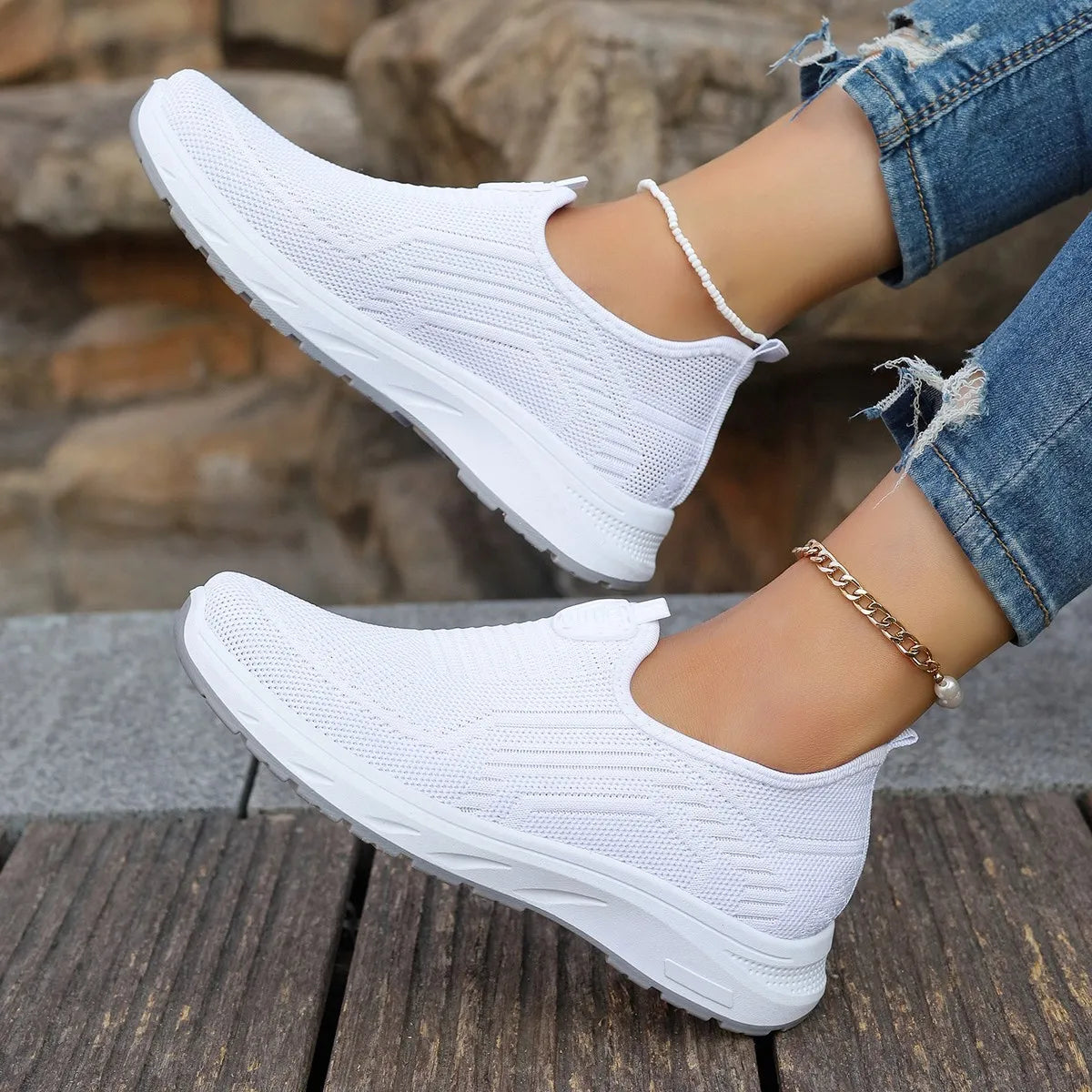 Chaussures en Maille Respirante pour Femme, Grande Taille, Décontractées, Semelle Souple, Légères, Une Étape, Simple, Nouvelle Collection Été