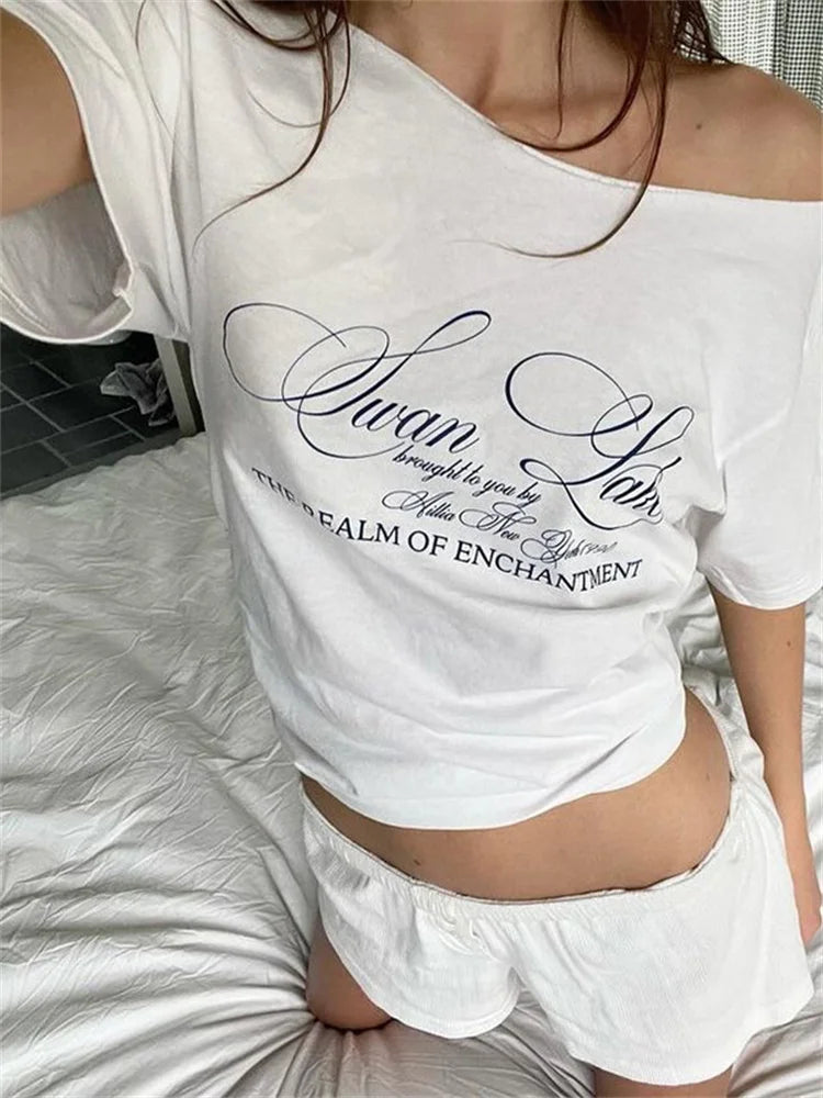 T-Shirt Extra-Long Oversize Lettre - Robe T-Shirt Y2K