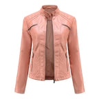 Nouvelle veste en PU pour femme, couleur lavande, manches longues, 2026, vestes en cuir de moto tendance, manteau rouge, vêtements d'extérieur noirs.