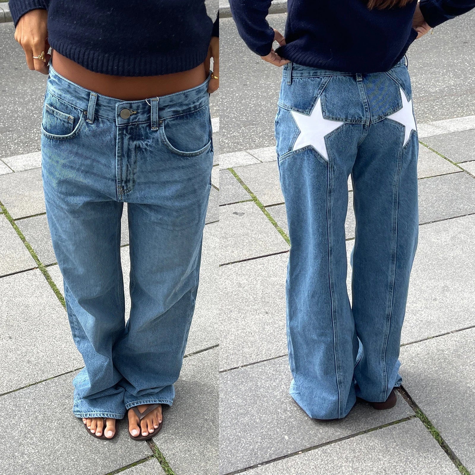 Jean Étoile Y2K Femme - Pantalon Droit & Short Combhasaki