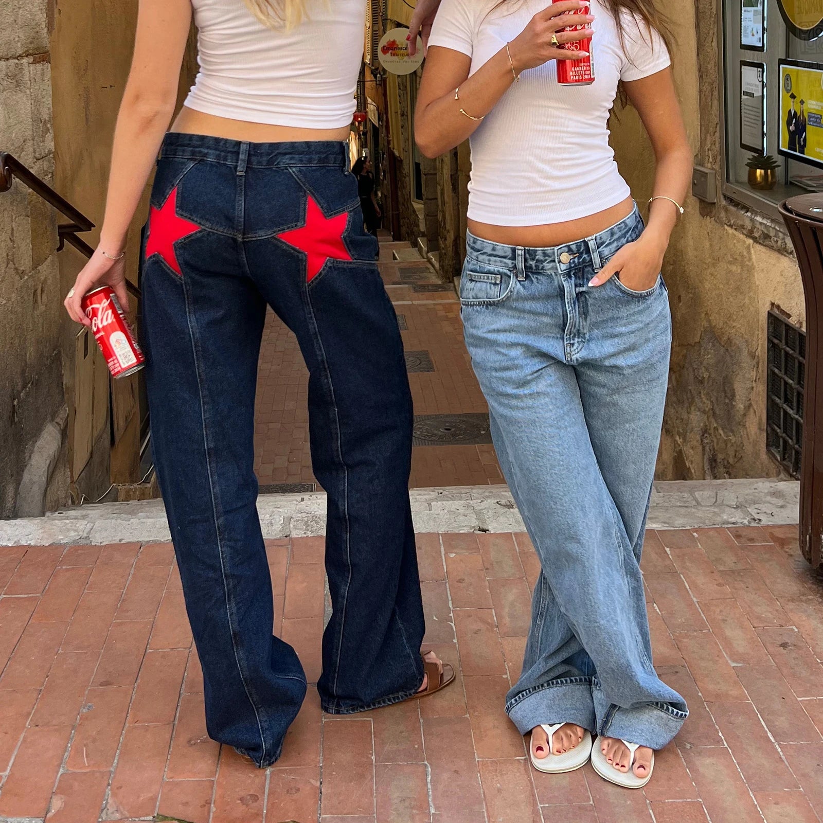 Jean Étoile Y2K Femme - Pantalon Droit & Short Combhasaki