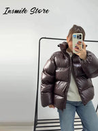 Doudoune Hiver Chocolat Oversize pour Femme - Chin.Sweety