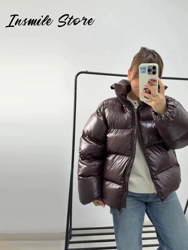 Doudoune Hiver Chocolat Oversize pour Femme - Chin.Sweety