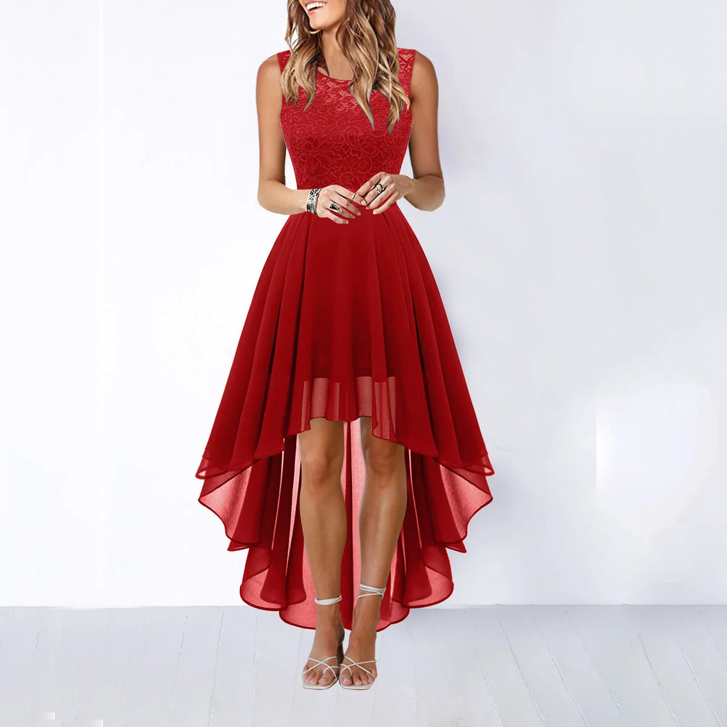 Robe de Soirée Vintage en Dentelle pour Femme – Robe Formelle de Demoiselle d'Honneur avec Ourlet Irrégulier