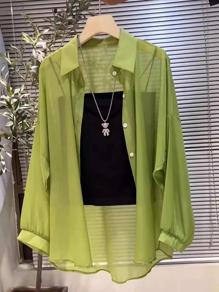 Chemise d'Été en Soie Perlée Rafraîchissante – Protection Solaire et Confort Absolu