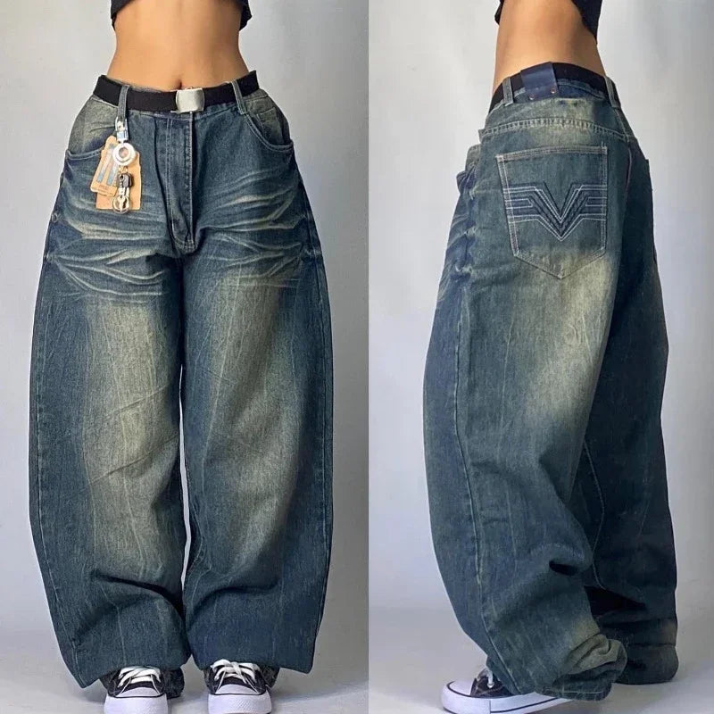 Jean Baggy Oversize Imprimé Y2K – Style Harajuku, Grunge & Hip-Hop