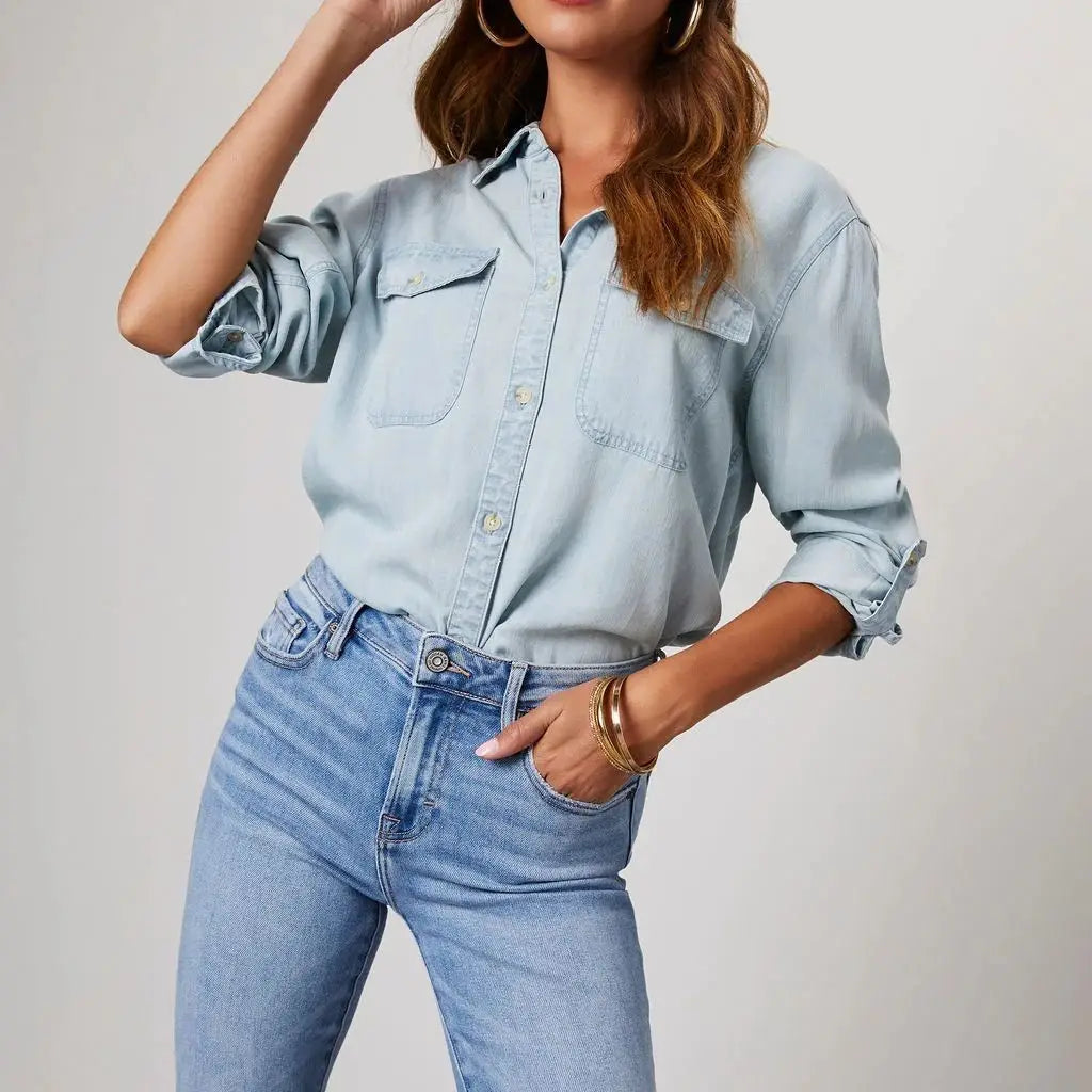 Chemise Denim Ample et Vintage pour Femme