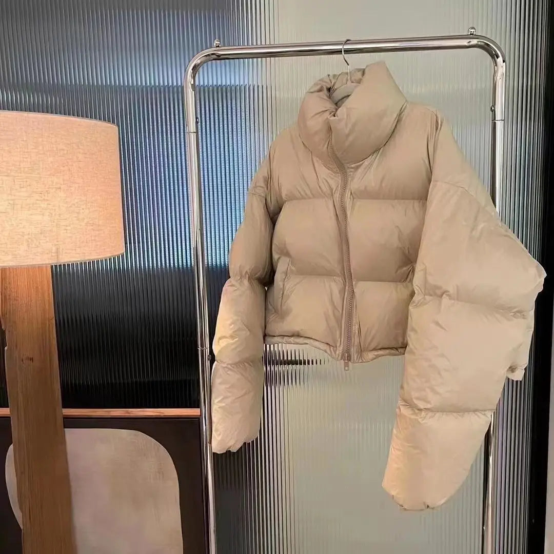 Veste courte rembourrée en coton à col montant pour femme, parkas épaisses, manteau chaud, nouvelle version coréenne, hiver