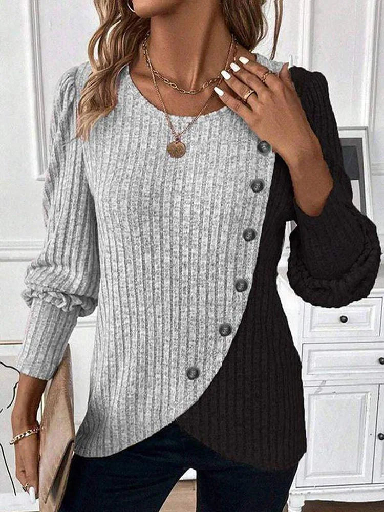Pull Rayé Ample à Col Rond pour Femme - Style Casual