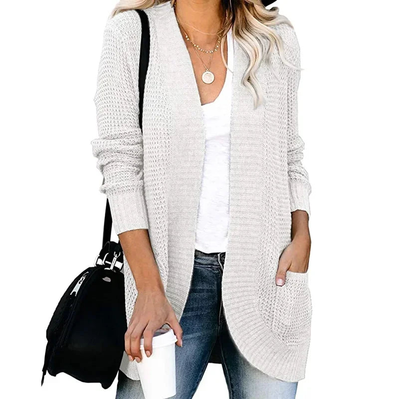 Gilet Long Tricoté Harajuku Streetwear pour Femme - VISIVANE