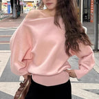 Pull Ample Épaules Dénudées Style Coréen - Dawndesslo