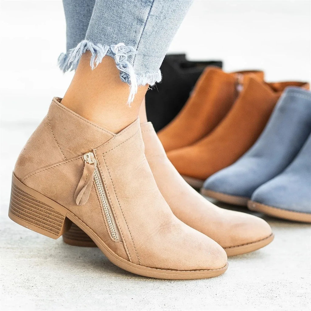 Bottes chelsea en daim pour femmes, bottines à plateforme, bottes de rinçage à talons, fermeture à glissière latérale, mode automne, 2023