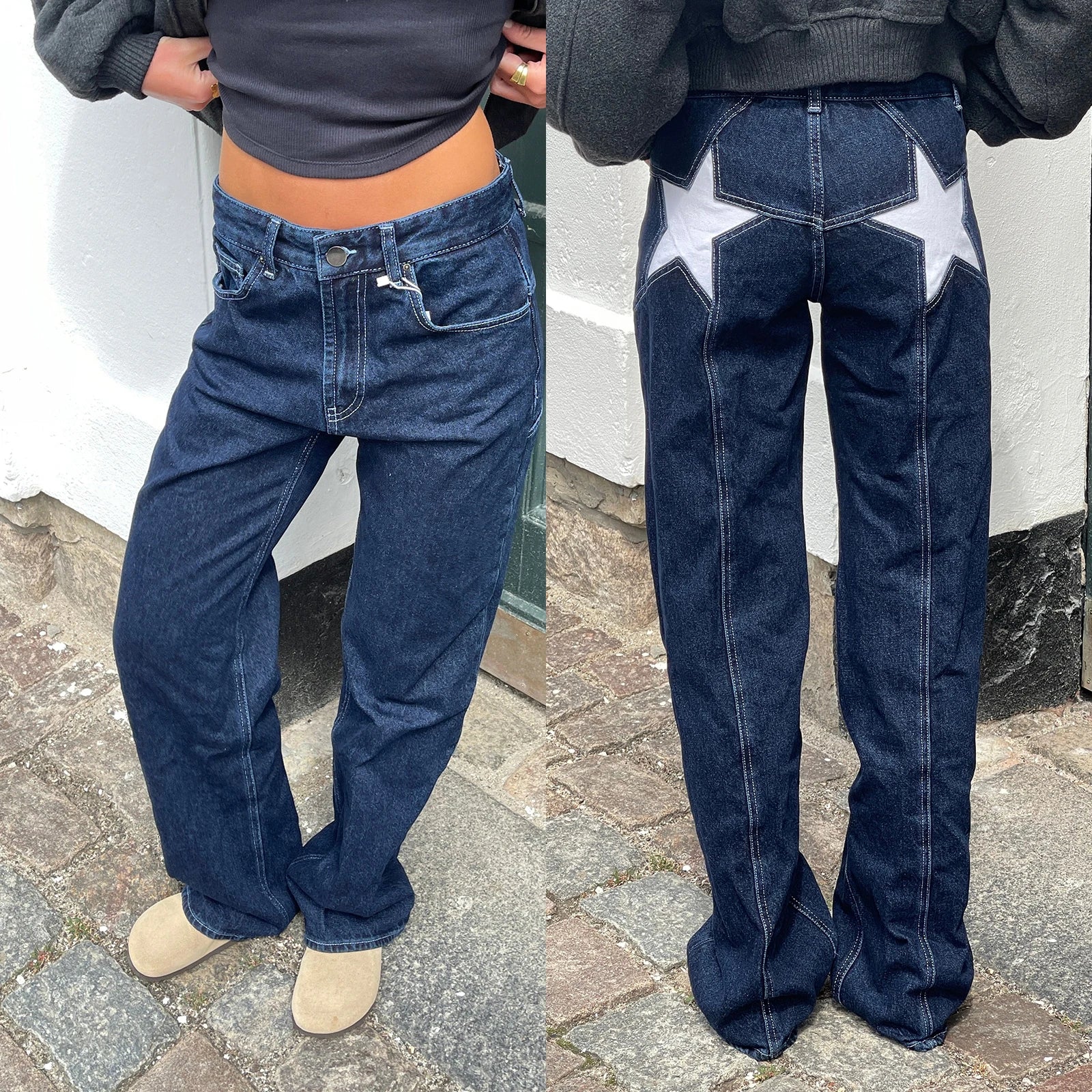 Jean Étoile Y2K Femme - Pantalon Droit & Short Combhasaki