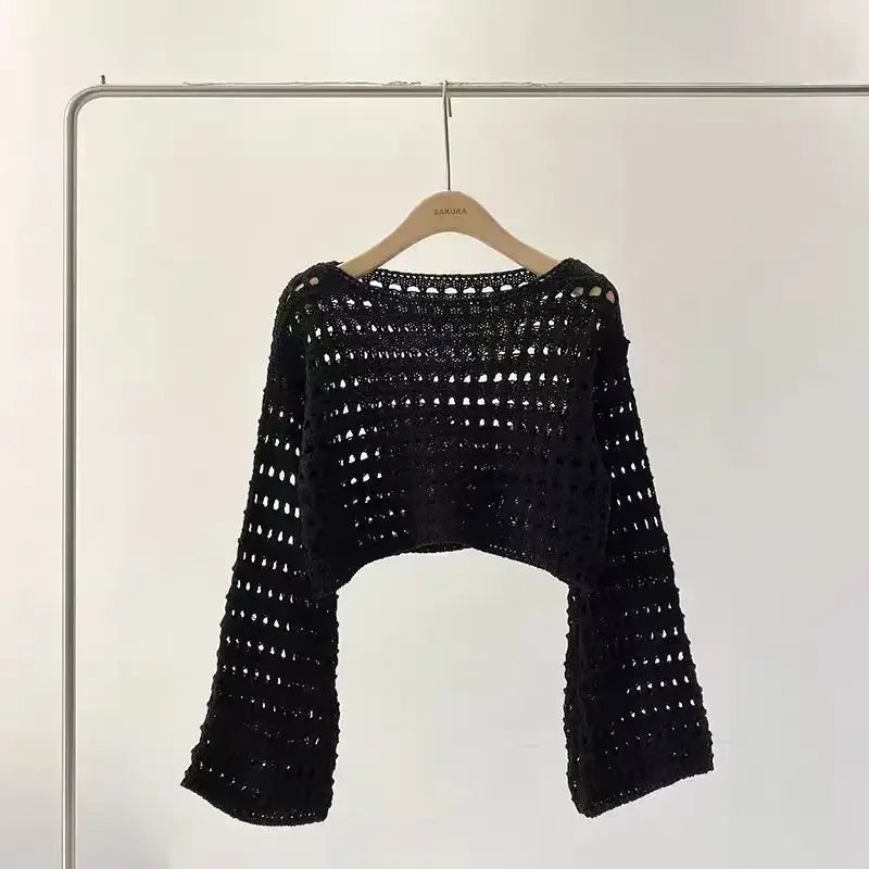 Haut de Plage en Maille Ajourée Style Boho - Crop Top Crochet