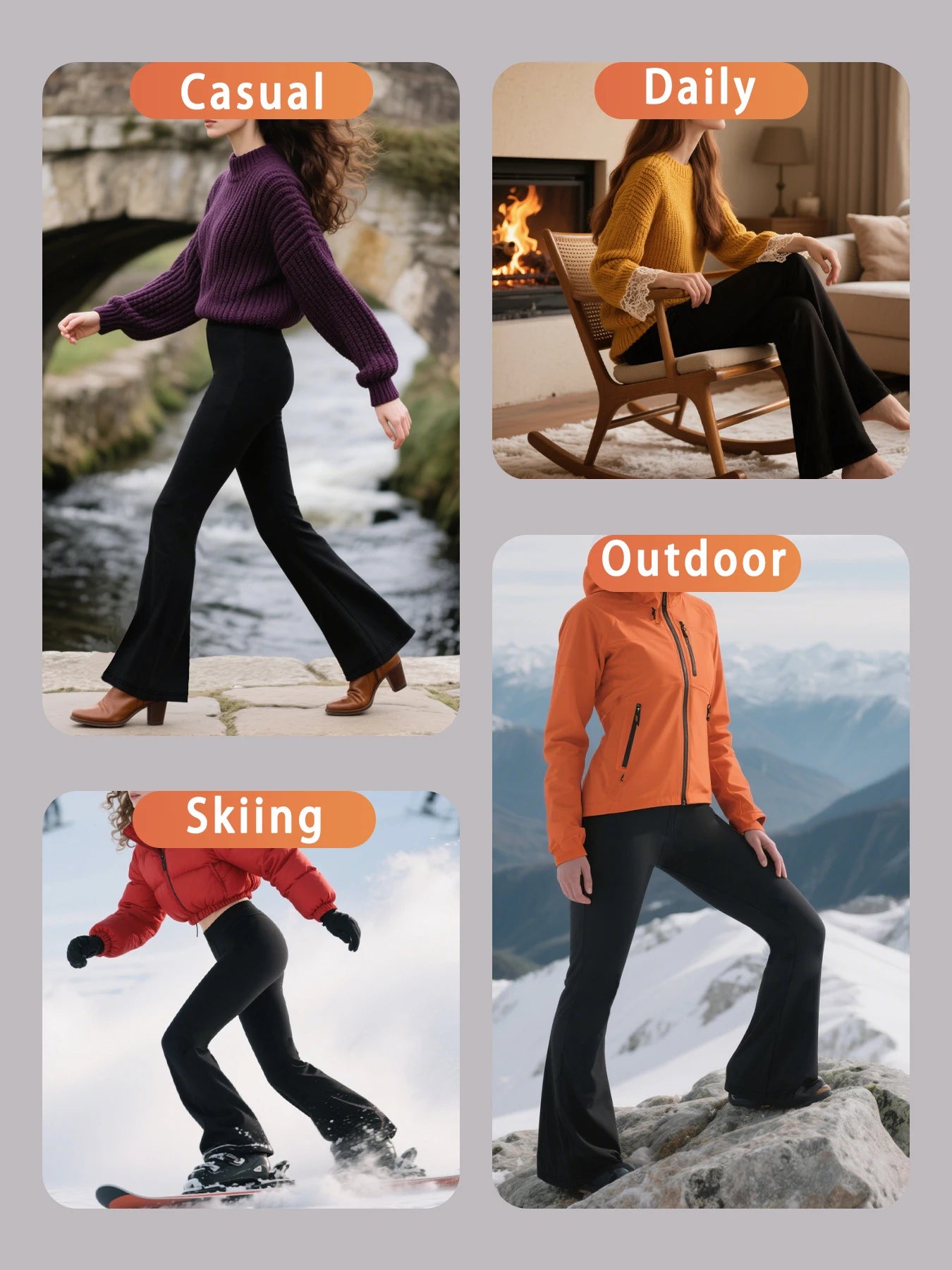 Leggings Évasés Thermiques en Polaire pour Femme – Coupe Bootcut & Contrôle du Ventre