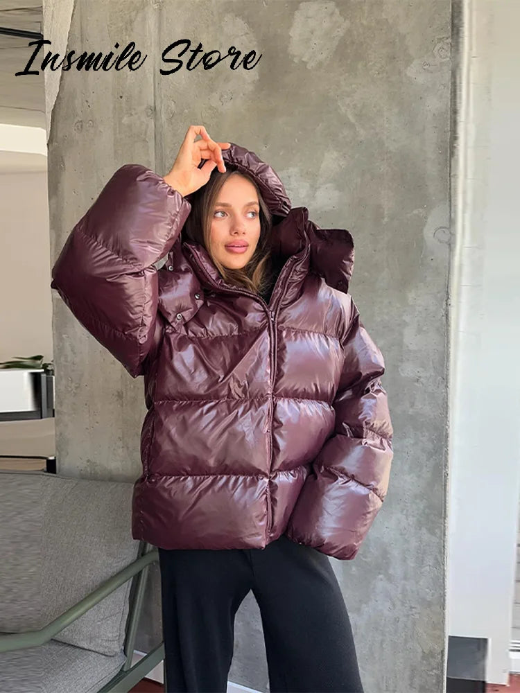 Doudoune Hiver Chocolat Oversize pour Femme - Chin.Sweety