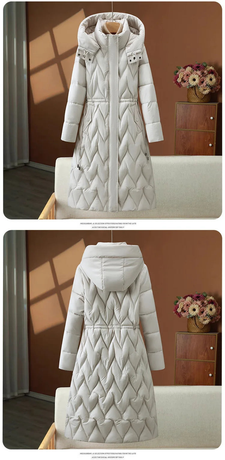 Parka longue à capuche pour femmes, manteaux, pardessus solide, simple boutonnage, manches longues, col montant, bureau, décontracté, automne hiver 2025