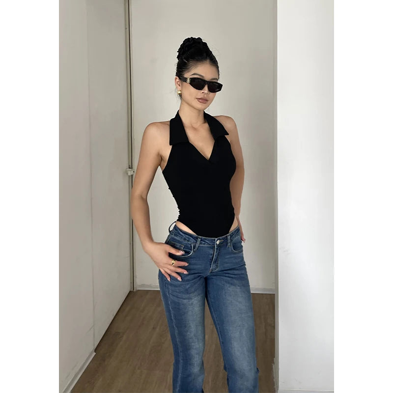 Body Dos Nu en Soie Femme - Top Sexy Slim Womengaga