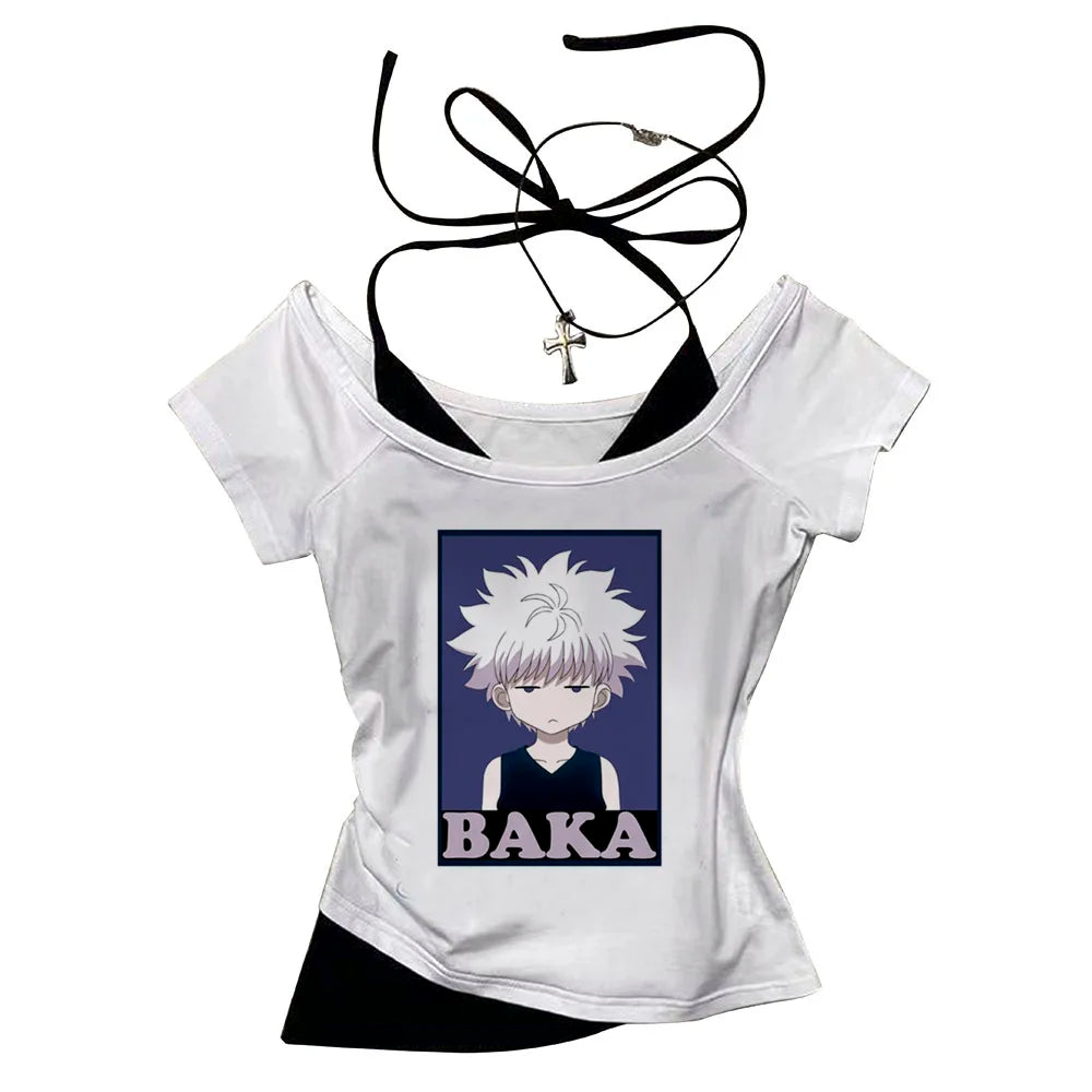 Crop Top Hunter x Hunter - T-Shirt Killua Hisoka Y2K