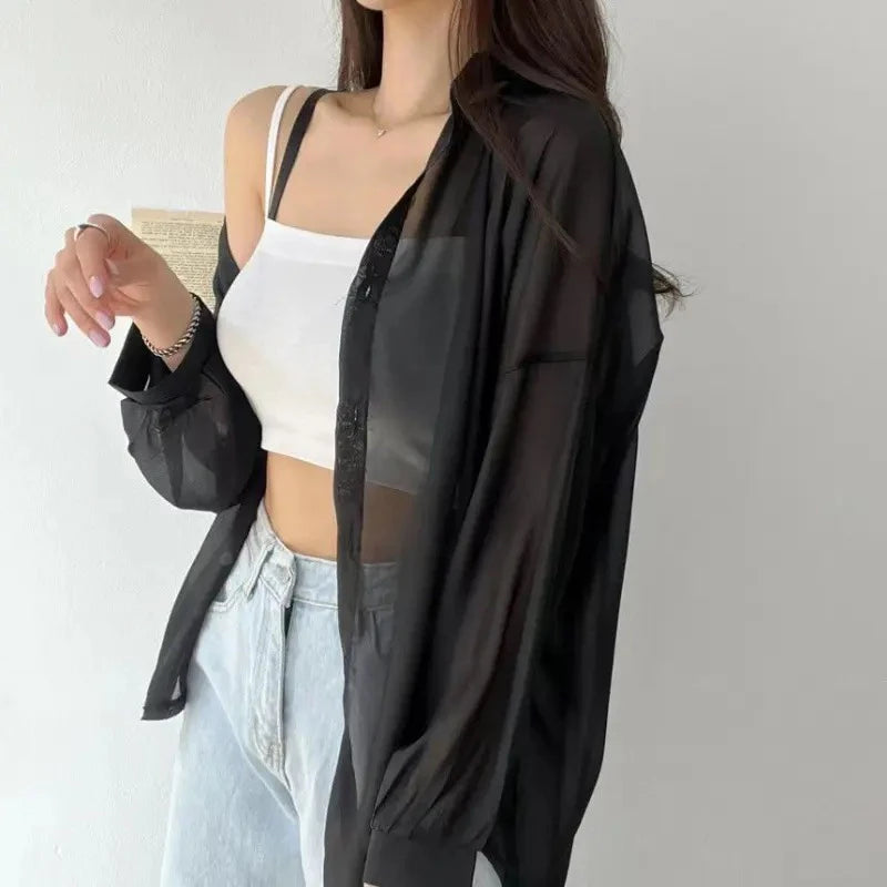 Chemise d'Été en Soie Perlée Rafraîchissante – Protection Solaire et Confort Absolu