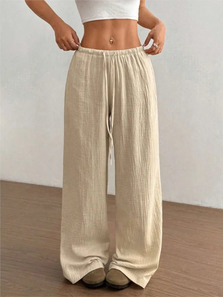 Pantalon Large Fluide à Taille Élastique - Confort Absolu