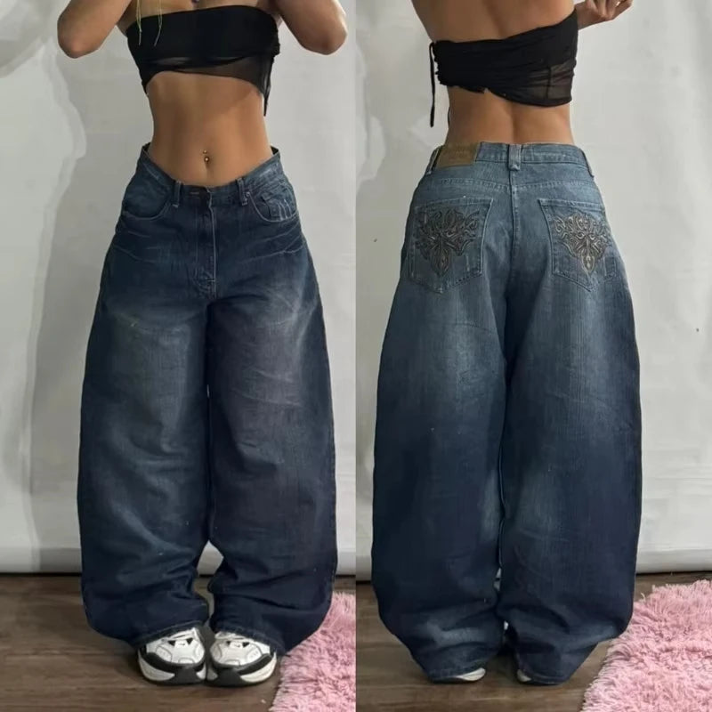 Jean Baggy Oversize Imprimé Y2K – Style Harajuku, Grunge & Hip-Hop