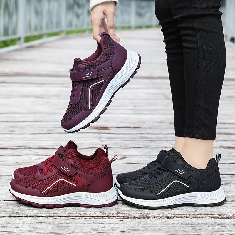 Baskets Velcro Respirantes et Confortables pour Femme, Chaussures de Marche Décontractées, Nouvelle Collection Automne et Hiver