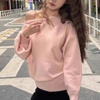 Pull Ample Épaules Dénudées Style Coréen - Dawndesslo