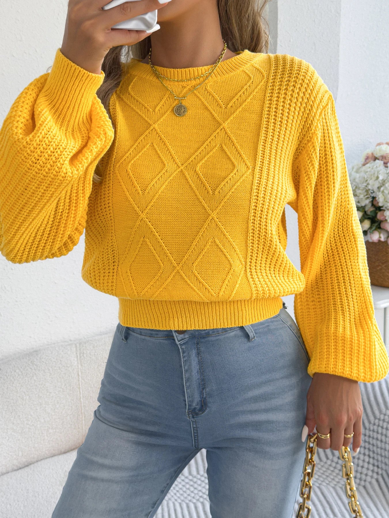 Pull Chaud à Manches Lanternes pour Femme - LUSMAY