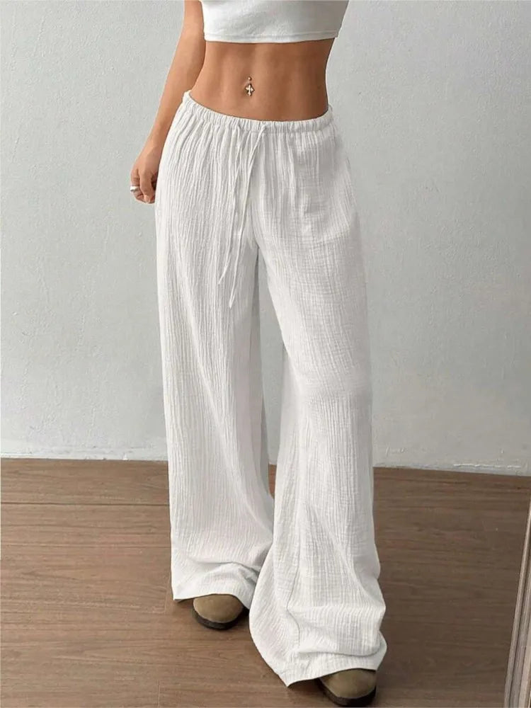 Pantalon Large Fluide à Taille Élastique - Confort Absolu
