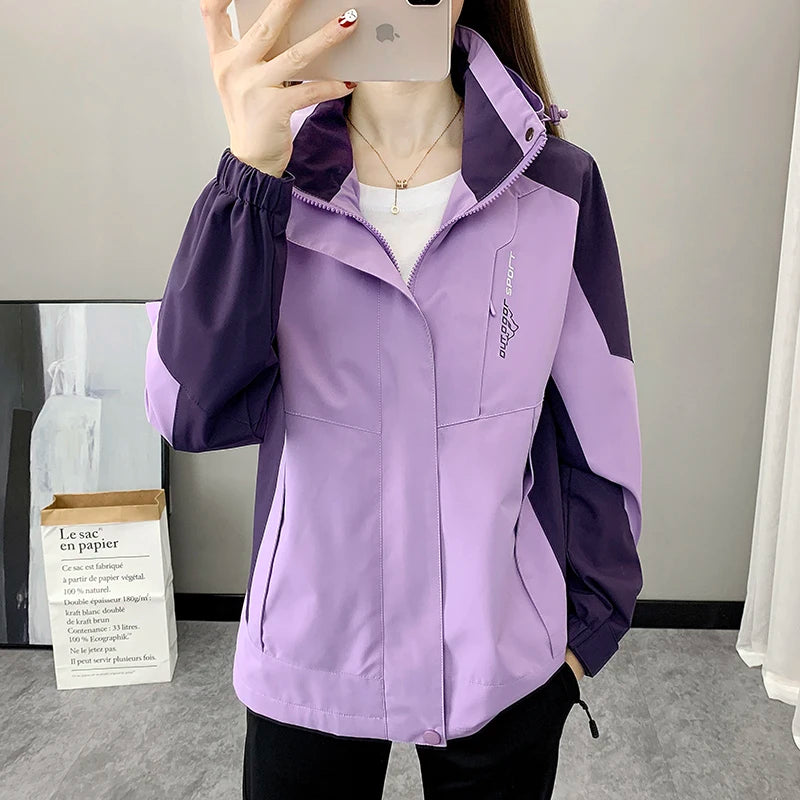 Escalade en plein air randonnée veste femmes Patchwork sport imperméable à capuche manteau Trekking montagne coupe-vent vestes imperméable